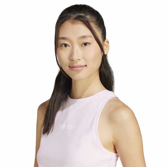Adidas Дамски Потник Essentials Linear Slim Cotton Tank Top Womens Ясно розово 