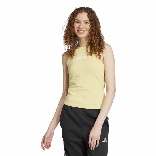 Adidas Дамски Потник Essentials Linear Slim Cotton Tank Top Womens Прахово жълто 