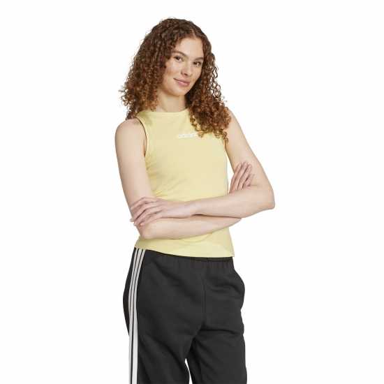 Adidas Дамски Потник Essentials Linear Slim Cotton Tank Top Womens Прахово жълто 