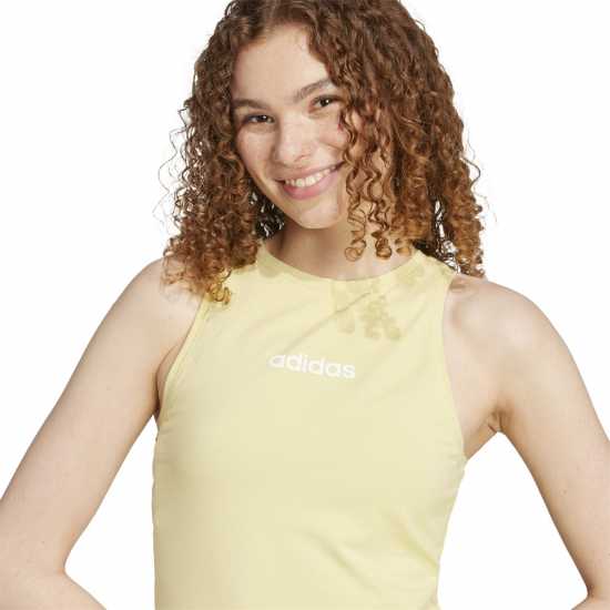 Adidas Дамски Потник Essentials Linear Slim Cotton Tank Top Womens Прахово жълто 