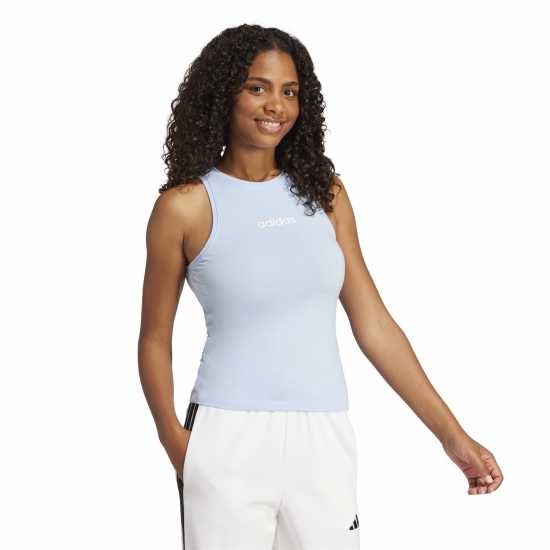 Adidas Дамски Потник Essentials Linear Slim Cotton Tank Top Womens Свети синьо 