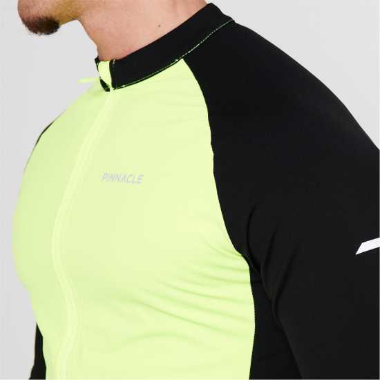 Pinnacle Мъжка Колоездачна Фланелка Thermal Long Sleeve Cycling Jersey Mens Safety Yellow Мъжки ризи
