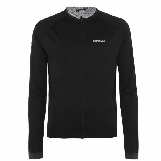 Pinnacle Мъжка Колоездачна Фланелка Long Sleeve Cycling Jersey Mens Черно Мъжки тениски и фланелки
