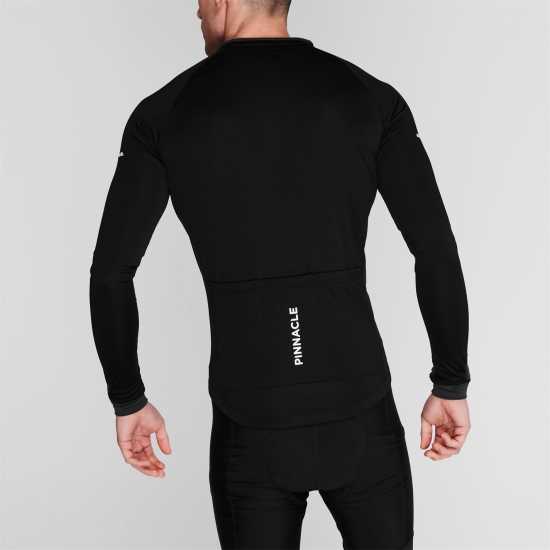 Pinnacle Мъжка Колоездачна Фланелка Long Sleeve Cycling Jersey Mens Черно Мъжки тениски и фланелки