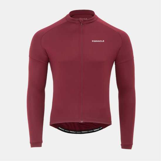 Pinnacle Мъжка Колоездачна Фланелка Long Sleeve Cycling Jersey Mens Burgundy Pinnacle Мъжка Колоездачна Фланелка Long Sleeve Cycling Jersey Mens Burgundy