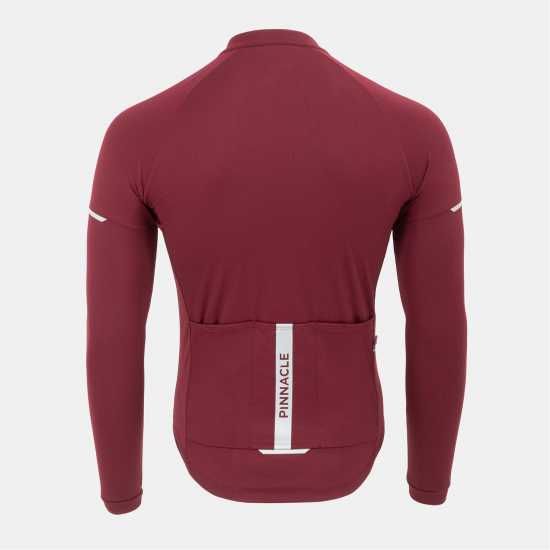 Pinnacle Мъжка Колоездачна Фланелка Long Sleeve Cycling Jersey Mens Burgundy Pinnacle Мъжка Колоездачна Фланелка Long Sleeve Cycling Jersey Mens Burgundy