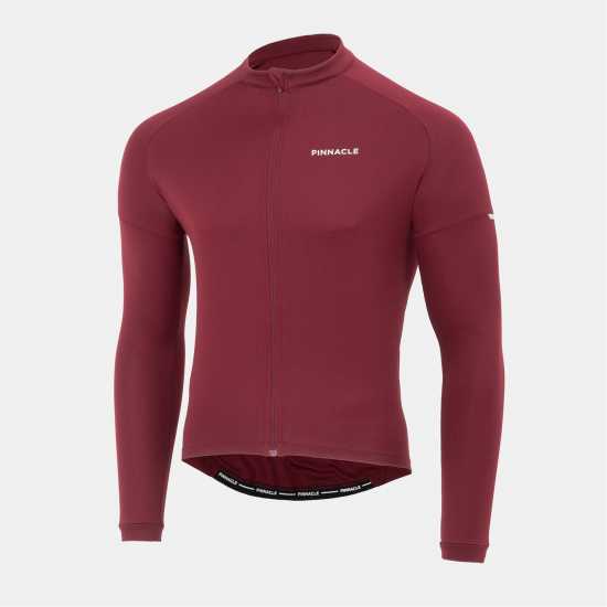 Pinnacle Мъжка Колоездачна Фланелка Long Sleeve Cycling Jersey Mens Burgundy Pinnacle Мъжка Колоездачна Фланелка Long Sleeve Cycling Jersey Mens Burgundy