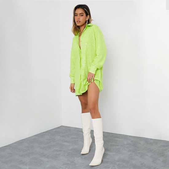 Рокля-Риза I Saw It First Isawitfirst Sequin Oversized Shirt Dress  