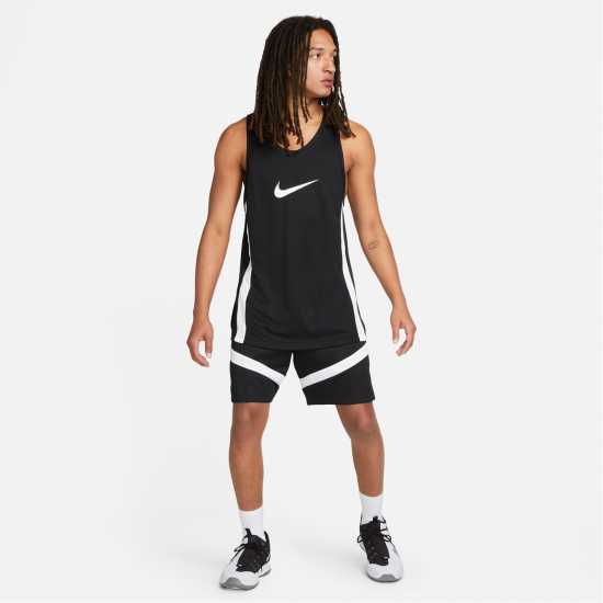 Nike Dri-Fit Icon Mens 8 Basketball Shorts Черно/Бяло Мъжко облекло за едри хора