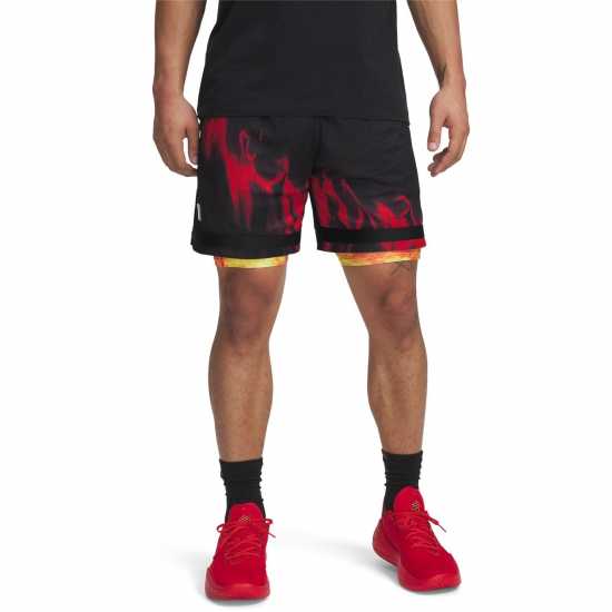 Under Armour Мъжки Шорти Curry Statement Shorts Mens Черно/Червено Мъжки къси панталони