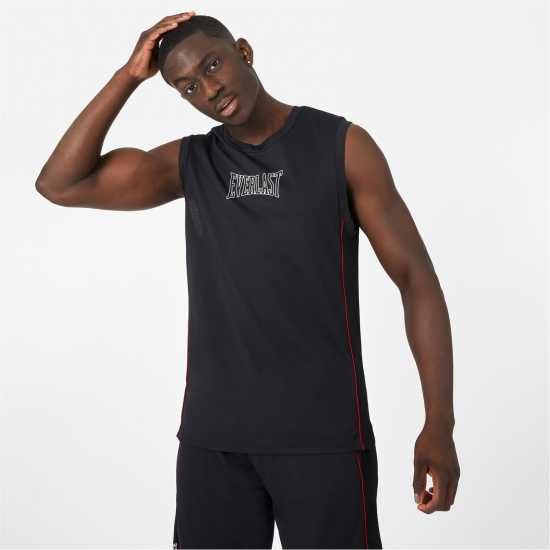 Everlast Basketball Jersey Mens Черно и червено Мъжко облекло за едри хора