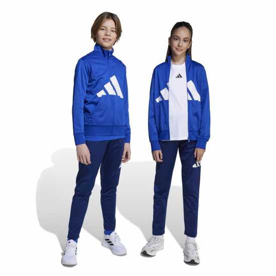 Adidas Детски Спортен Екип Linea Poly Tracksuit Juniors Blue/White Детски спортни екипи