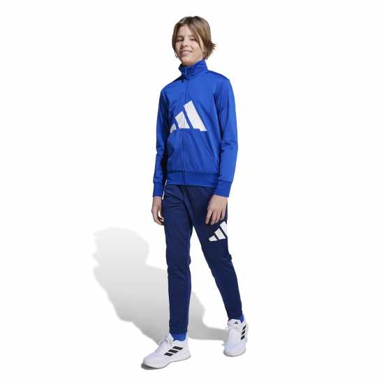 Adidas Детски Спортен Екип Linea Poly Tracksuit Juniors Blue/White Детски спортни екипи