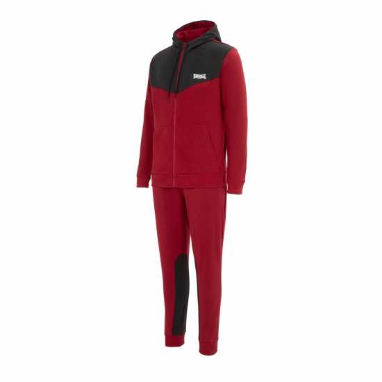 Lonsdale Mens Tracksuit Тъмно червено/Сиво Мъжки спортни екипи в две части