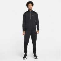Nike Мъжки Спортен Екип Poly-Knit Basic Tracksuit Mens Black/Dark Grey Мъжки спортни екипи в две части