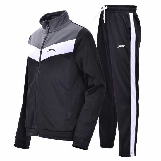Slazenger Polyester Tracksuit Junior Черно/Чар/Бяло Детски спортни екипи