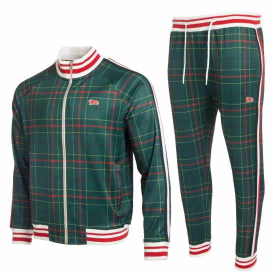 Lonsdale Мъжки Спортен Екип Tracksuit Mens Green Check 2 Мъжки спортни екипи в две части