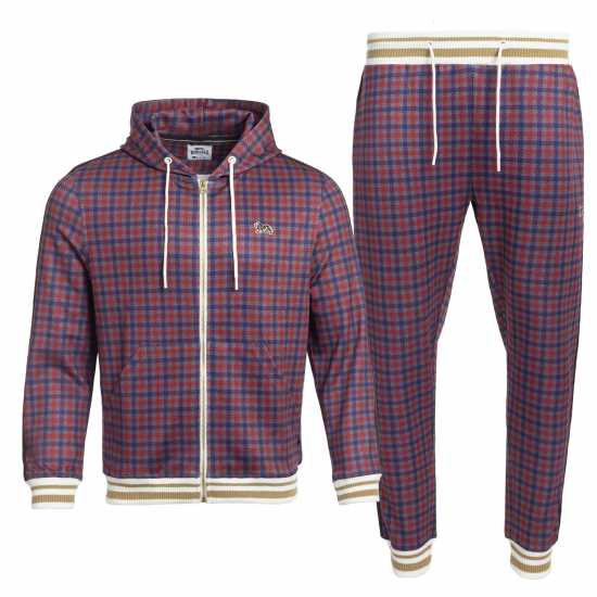 Lonsdale Мъжки Спортен Екип Tracksuit Mens Red Check 2 Мъжки спортни екипи в две части