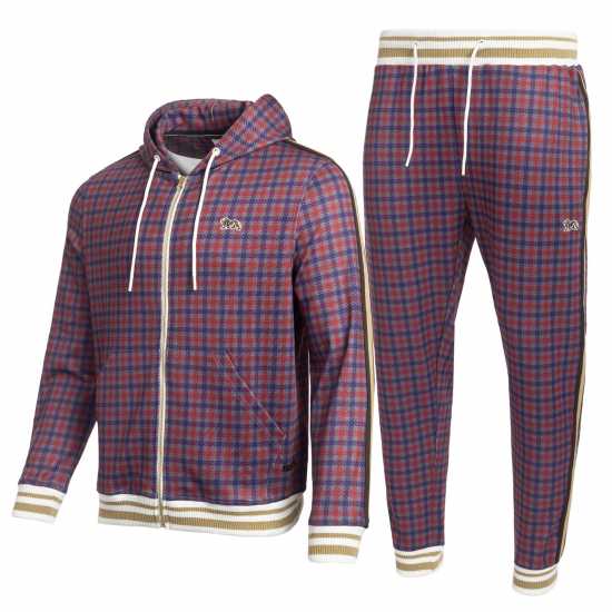 Lonsdale Мъжки Спортен Екип Tracksuit Mens Red Check 2 Мъжки спортни екипи в две части