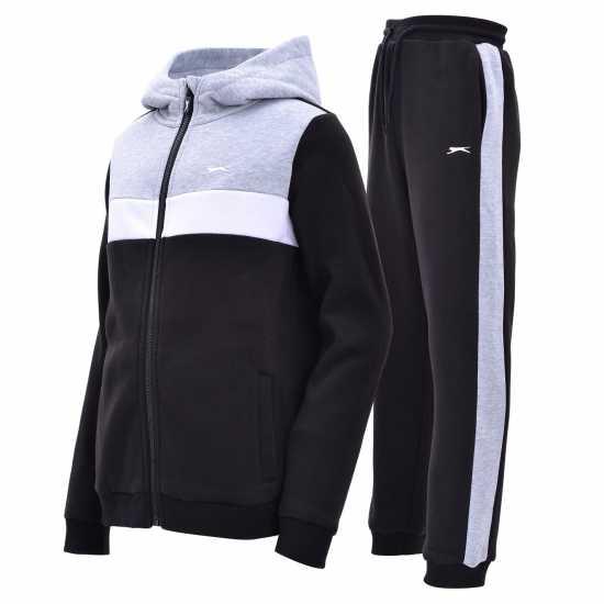 Детски спортни екипи Slazenger Детски Спортен Екип Fleece Full Zip Track Suit Junior Черно Slazenger Детски Спортен Екип Fleece Full Zip Track Suit Junior Черно Детски спортни екипи