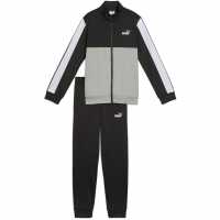 Puma Colour Block Poly Tracksuit Junior Черно/Сиво 
