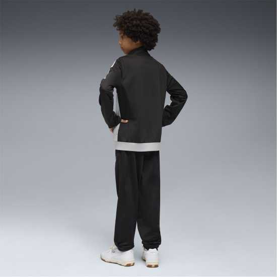 Puma Colour Block Poly Tracksuit Junior Черно/Сиво 