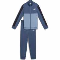 Puma Colour Block Poly Tracksuit Junior Тъмно индиго 