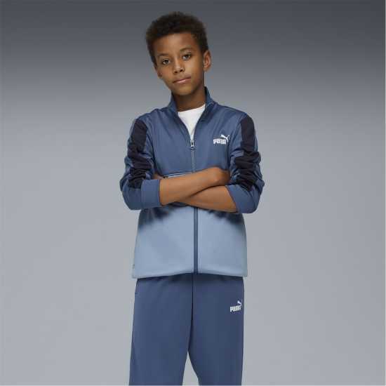 Puma Colour Block Poly Tracksuit Junior Тъмно индиго 