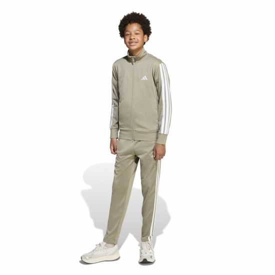 Adidas 3-Stripes Zip Tracksuit Камък/Бял Adidas 3-Stripes Zip Tracksuit Камък/Бял
