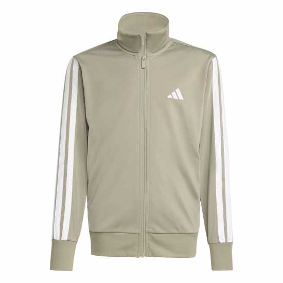 Adidas 3-Stripes Zip Tracksuit Камък/Бял Adidas 3-Stripes Zip Tracksuit Камък/Бял
