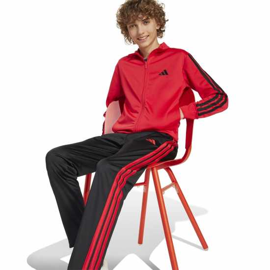 Adidas 3-Stripes Zip Tracksuit Рубинено/Черно Adidas 3-Stripes Zip Tracksuit