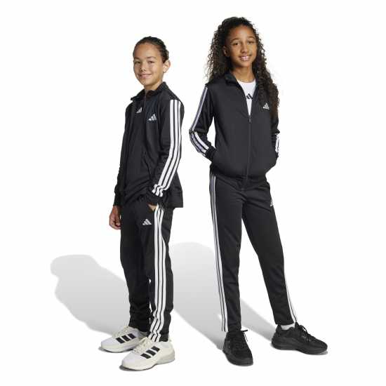 Adidas 3-Stripes Zip Tracksuit Black/White Детски спортни екипи