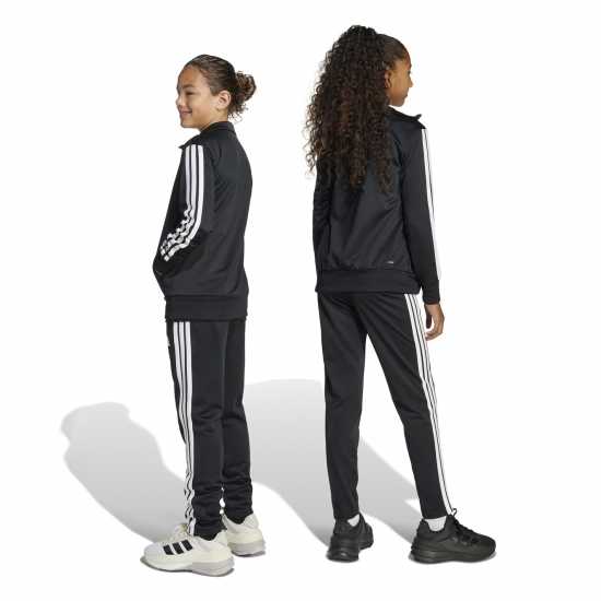 Adidas 3-Stripes Zip Tracksuit Black/White Детски спортни екипи