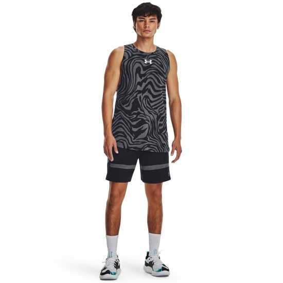 Under Armour Armour Ua Baseline Printed Tank Basketball Short Mens Black/Grey Мъжко облекло за едри хора
