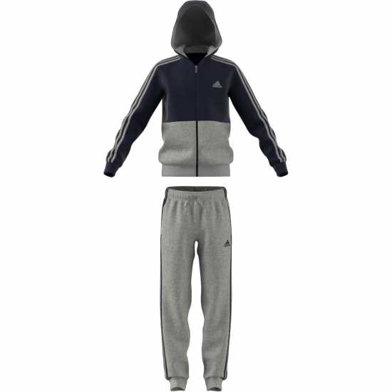 Adidas 3S Fleece Tracksuit Grey/Navy Детски спортни екипи