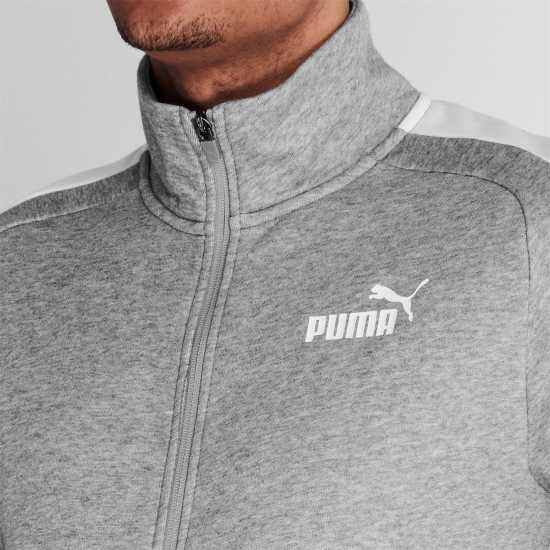 Puma Мъжки Спортен Екип Clean Fleece Tracksuit Mens Grey/White Мъжки спортни екипи в две части
