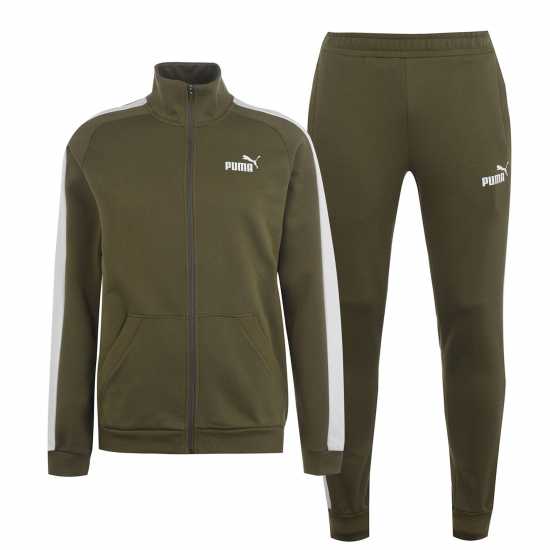 Мъжки спортни екипи в две части Puma Мъжки Спортен Екип Clean Fleece Tracksuit Mens Олива/Бяло Puma Мъжки Спортен Екип Clean Fleece Tracksuit Mens Олива/Бяло Мъжки спортни екипи в две части