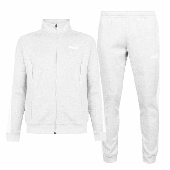 Puma Мъжки Спортен Екип Clean Fleece Tracksuit Mens Castlerock/Wht Мъжки спортни екипи в две части