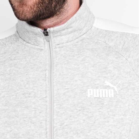 Puma Мъжки Спортен Екип Clean Fleece Tracksuit Mens Castlerock/Wht Мъжки спортни екипи в две части