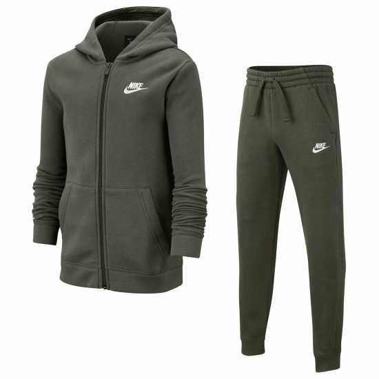 Детски спортни екипи Nike Fleece Tracksuit Junior Boys Khaki/White Nike Fleece Tracksuit Junior Boys Khaki/White Детски спортни екипи