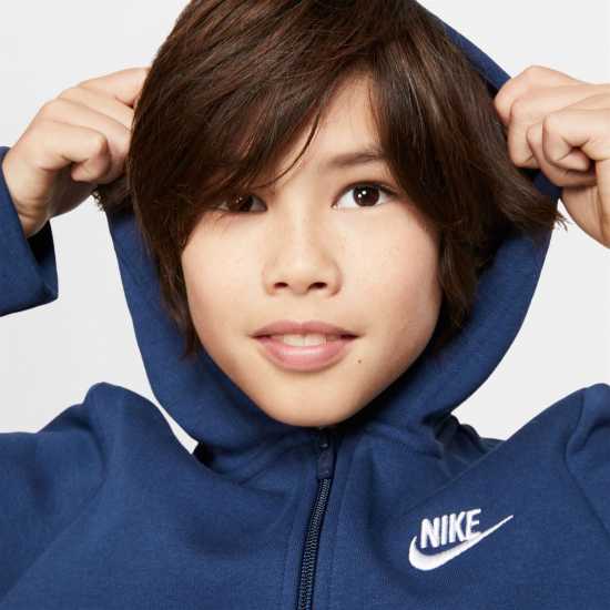 Nike Fleece Tracksuit Junior Boys Navy/White Детски полар