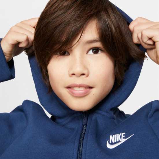 Nike Fleece Tracksuit Junior Boys Морско синьо/Бяло Детски спортни екипи