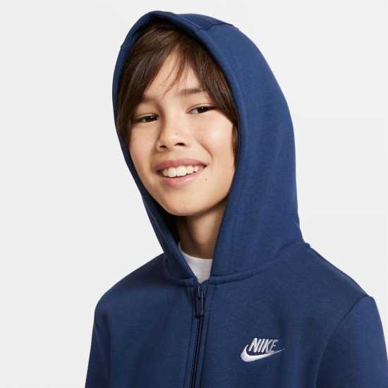 Nike Fleece Tracksuit Junior Boys Navy/White Детски полар