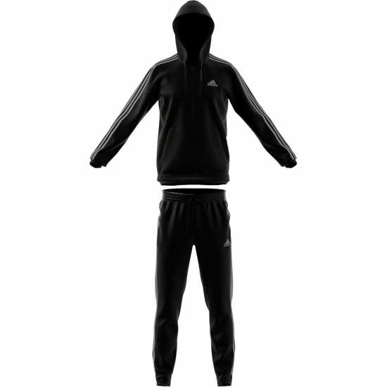 Adidas Мъжки Спортен Екип 3S Fleece Tracksuit Mens Черно/Сиво Мъжки спортни екипи в две части