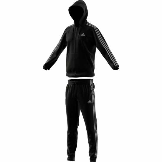 Adidas Мъжки Спортен Екип 3S Fleece Tracksuit Mens Черно/Сиво Мъжки спортни екипи в две части