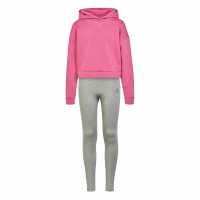 Adidas Oth Fleece Tracksuit Junior Girls Pink/Grey Детски спортни екипи
