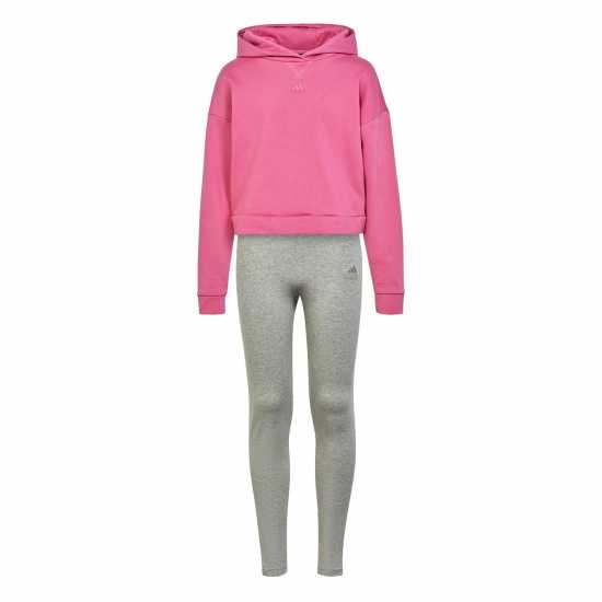 Adidas Oth Fleece Tracksuit Junior Girls Pink/Grey Детски спортни екипи