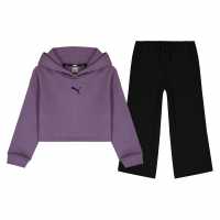 Puma Fleece Tracksuit Junior Girls Purple/Black Детски спортни екипи