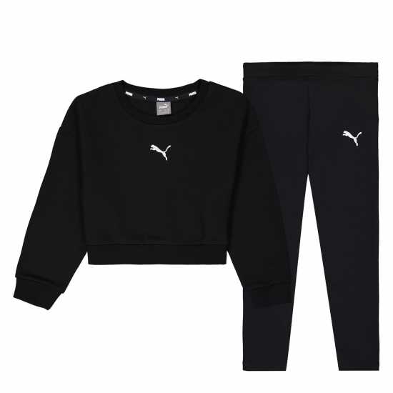 Детски спортни екипи Puma Crew Sweater Leggings Set Junior Girls Puma Crew Sweater Leggings Set Junior Girls Детски спортни екипи