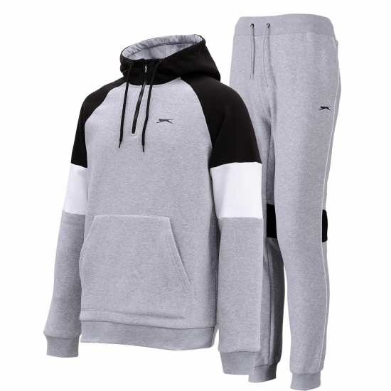 Мъжки спортни екипи в две части Slazenger Мъжки Спортен Екип Quarter Zip Tracksuit Mens Сив марл/черен Slazenger Мъжки Спортен Екип Quarter Zip Tracksuit Mens Сив марл/черен Мъжки спортни екипи в две части